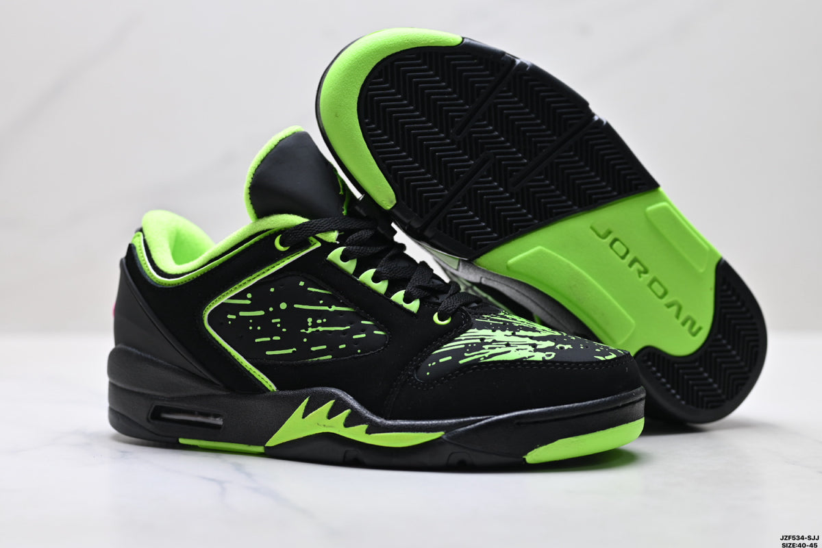 Air Jordan 5 Low Black Electric Green Sneakers detail view 5