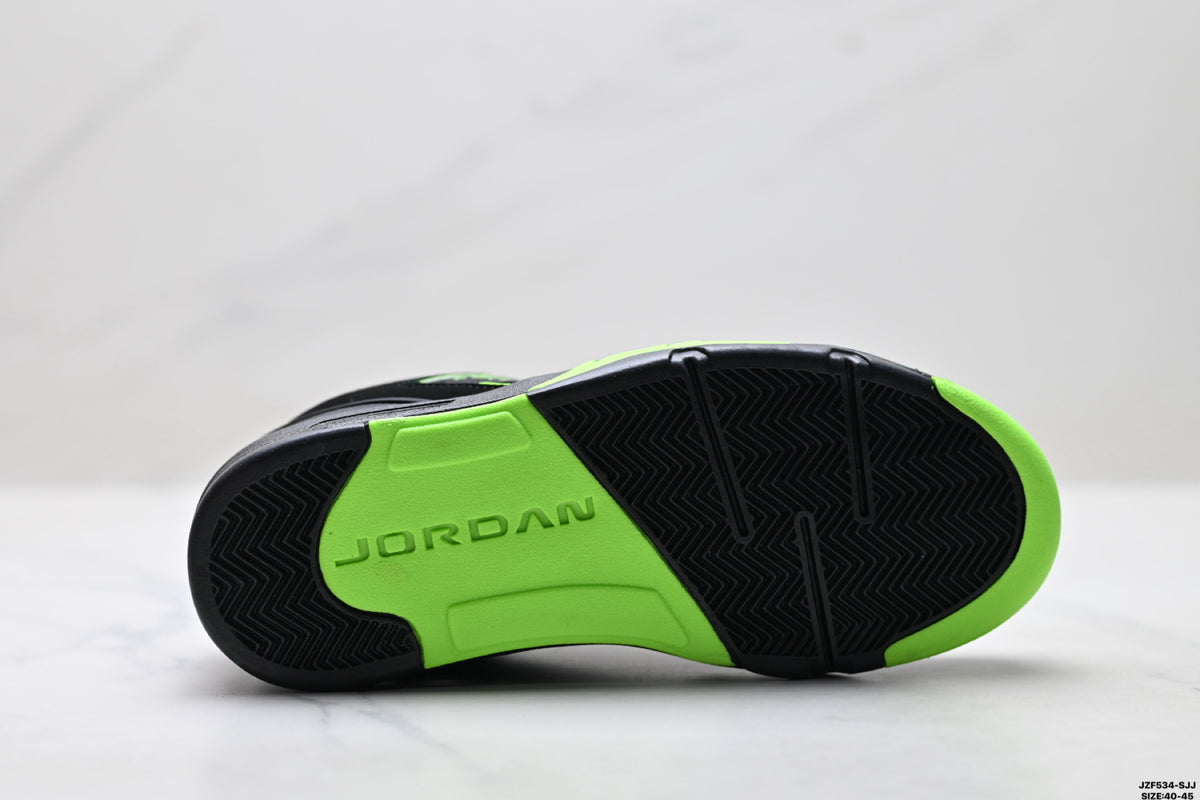 Air Jordan 5 Low Black Electric Green Sneakers detail view 8