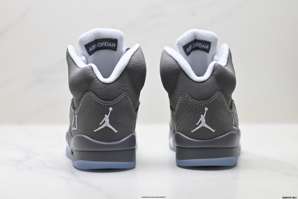 Air Jordan 5 Retro Wolf Grey Metallic Silver Sneakers detail view 6