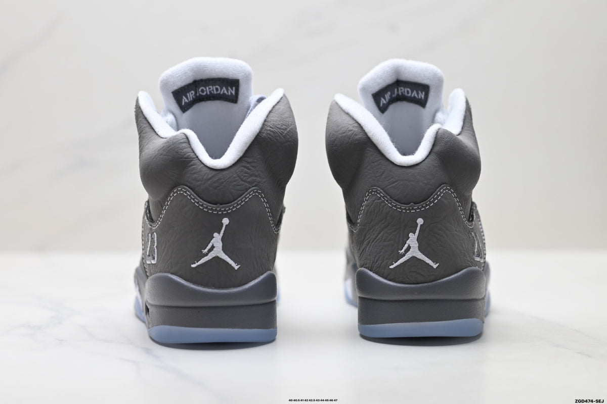 Air Jordan 5 Retro Wolf Grey Metallic Silver Sneakers detail view 6