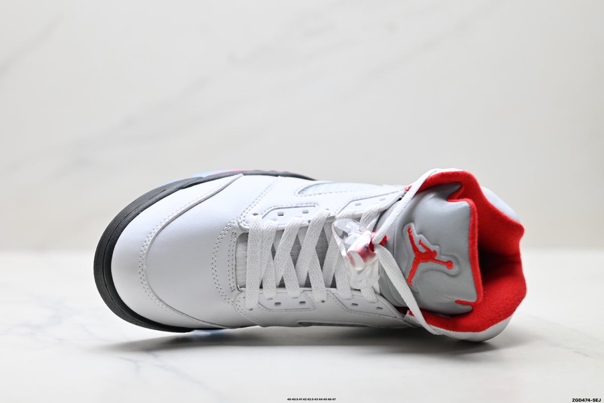 Air Jordan 5 Retro White Fire Red Ice Sneakers detail view 2