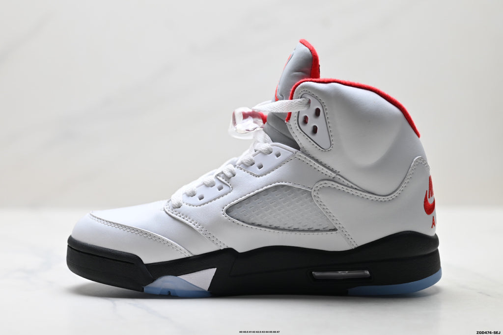 Air Jordan 5 Retro White Fire Red Ice Sneakers detail view 3