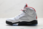 Air Jordan 5 Retro White Fire Red Ice Sneakers detail view 3