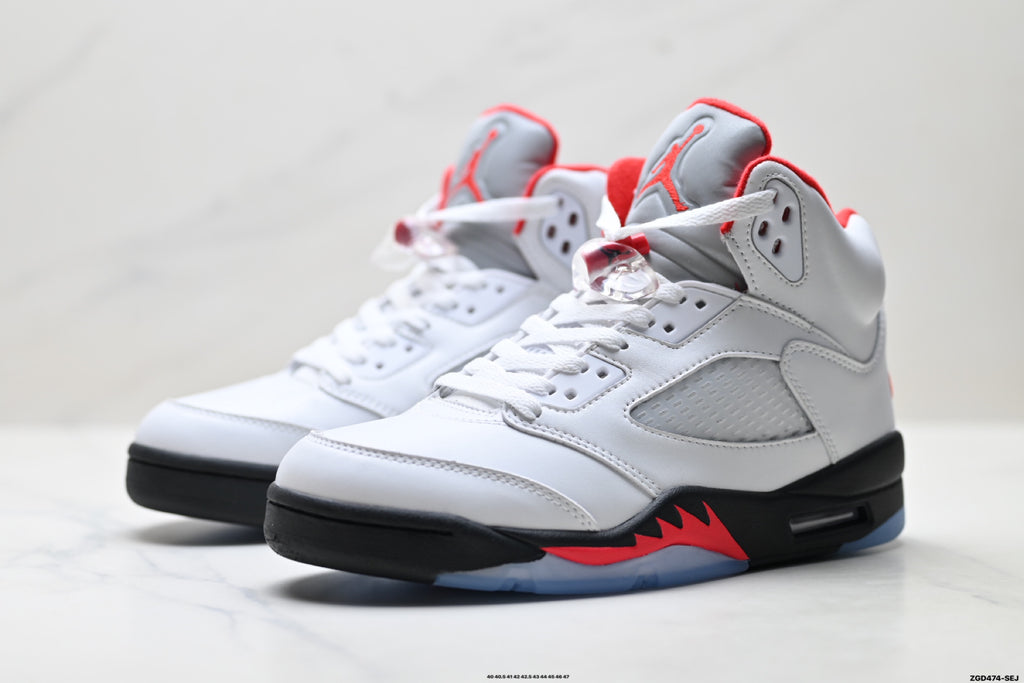 Air Jordan 5 Retro White Fire Red Ice Sneakers detail view 4