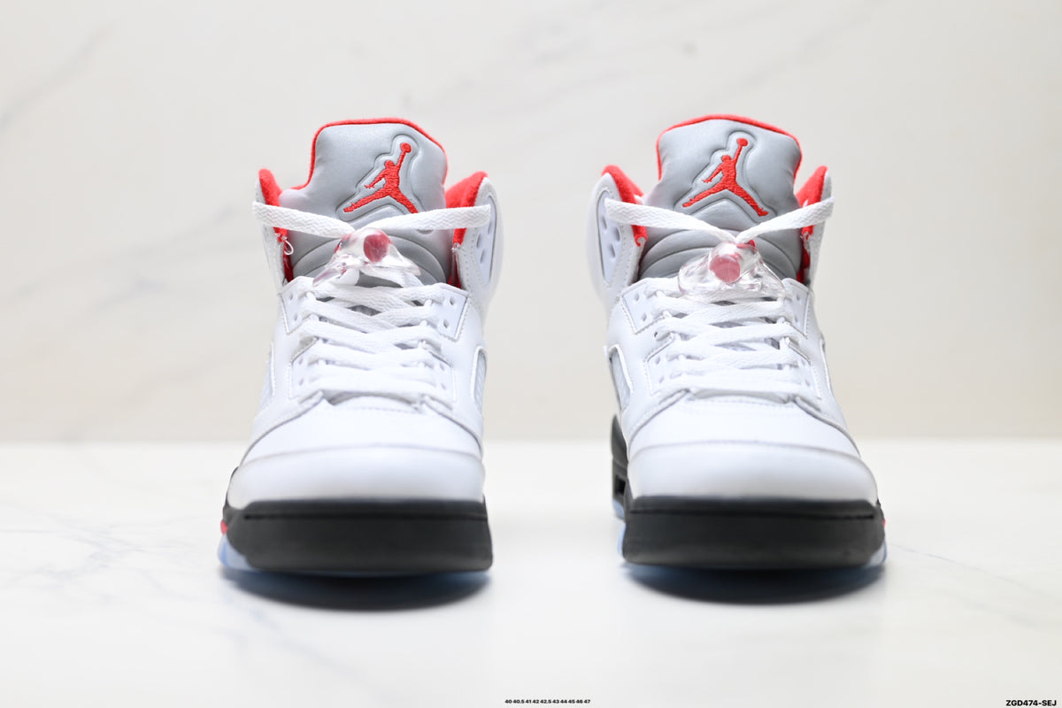 Air Jordan 5 Retro White Fire Red Ice Sneakers detail view 7