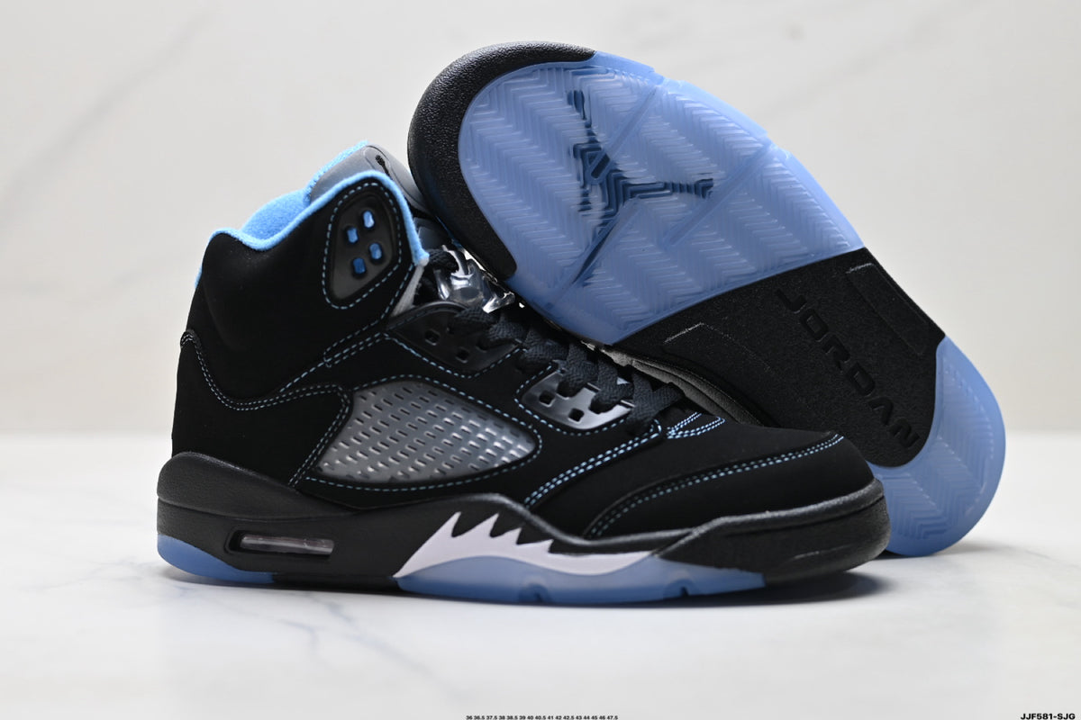 Air Jordan 5 Retro Black University Blue Sneakers detail view 5