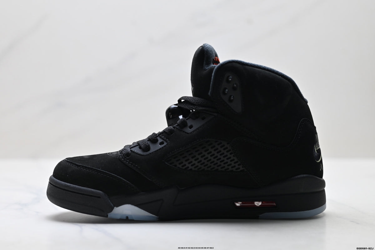 Air Jordan 5 Retro Black Fire Red Green Sneakers detail view 3