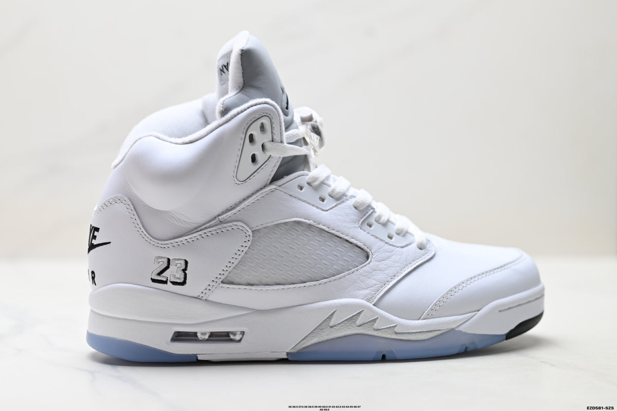 Air Jordan 5 Retro Triple White Sneakers detail view 1
