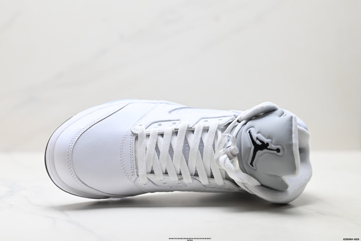 Air Jordan 5 Retro Triple White Sneakers detail view 2