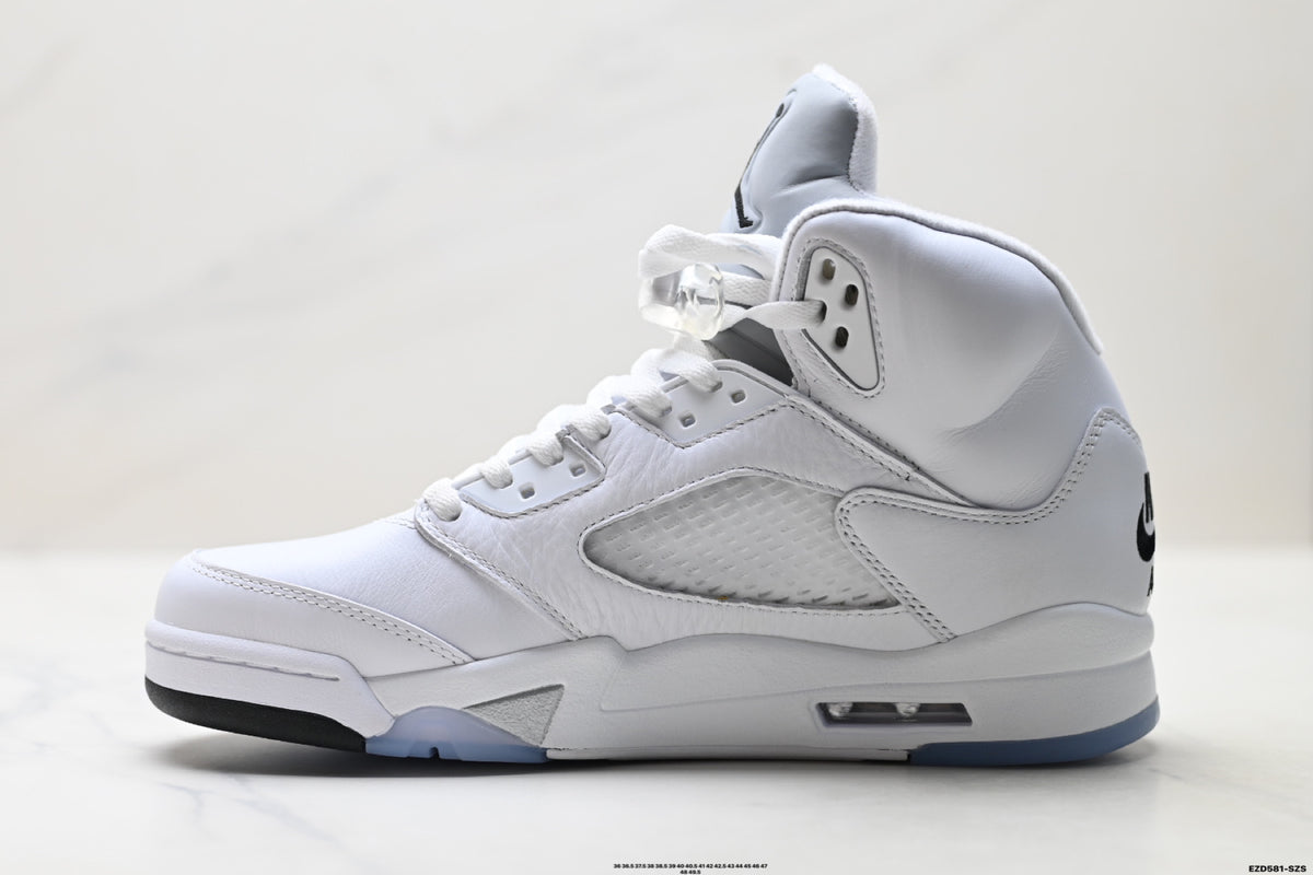 Air Jordan 5 Retro Triple White Sneakers detail view 3