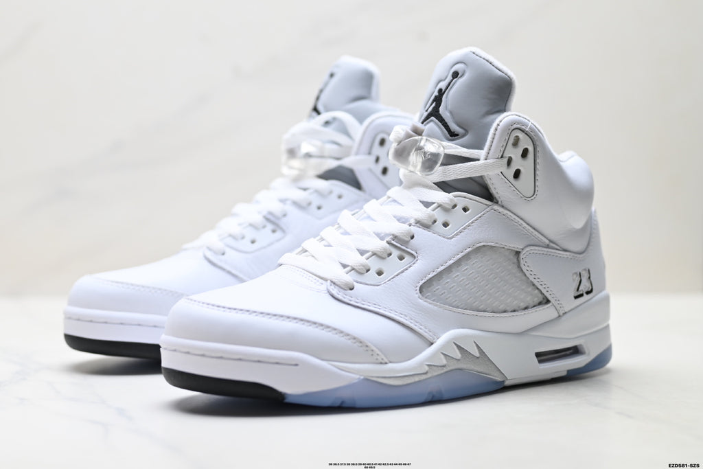 Air Jordan 5 Retro Triple White Sneakers detail view 4