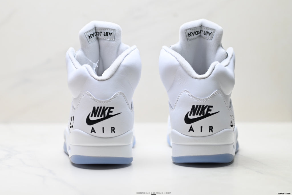 Air Jordan 5 Retro Triple White Sneakers detail view 6