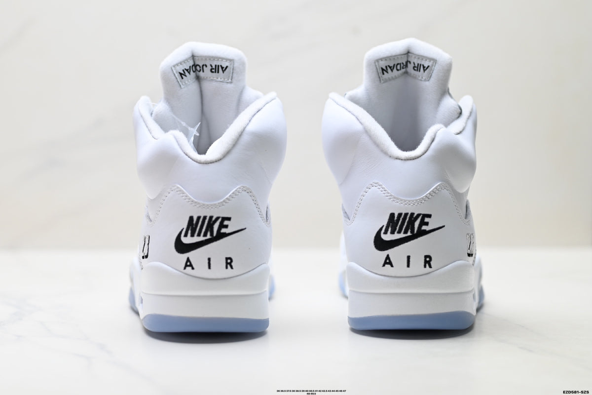 Air Jordan 5 Retro Triple White Sneakers detail view 6