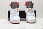 Air Jordan 5 Retro White Orange Red Sneakers detail view 7