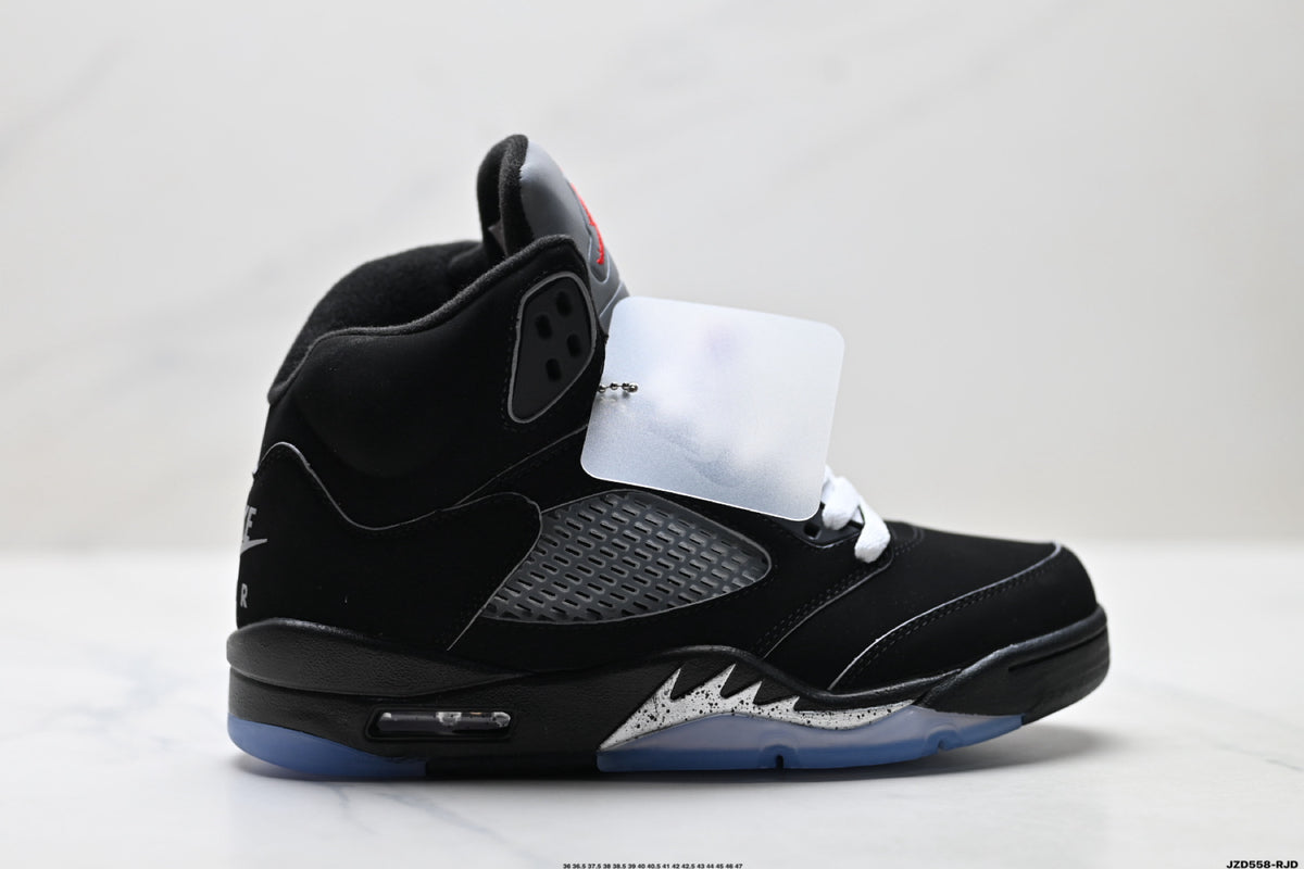 Air Jordan 5 Retro Black Fire Red White Sneakers detail view 1