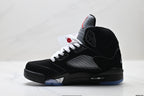 Air Jordan 5 Retro Black Fire Red White Sneakers detail view 3