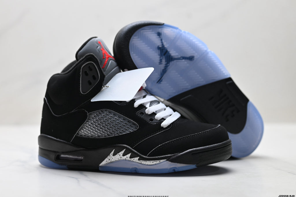 Air Jordan 5 Retro Black Fire Red White Sneakers detail view 5
