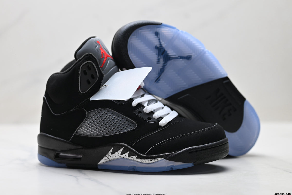 Air Jordan 5 Retro Black Fire Red White Sneakers detail view 5