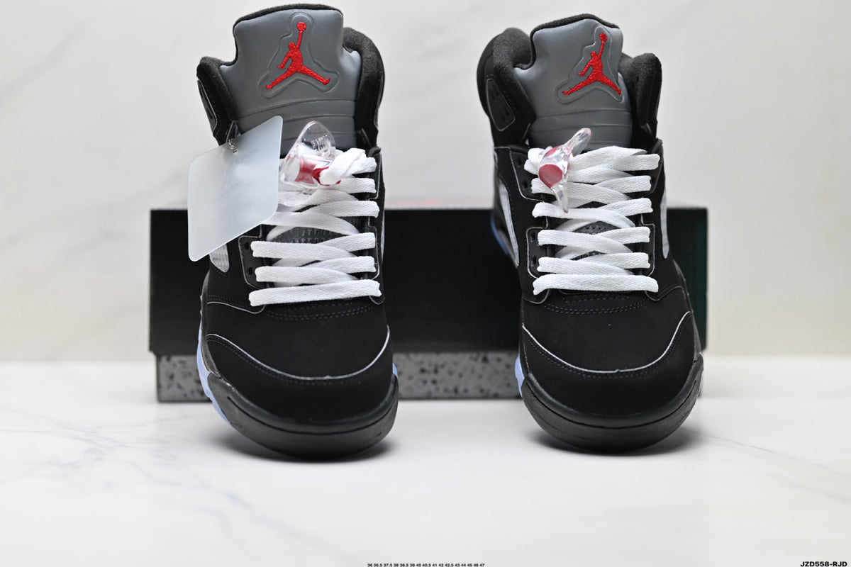 Air Jordan 5 Retro Black Fire Red White Sneakers detail view 7