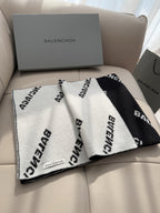 Balenciaga Style Reversible Logo Knit Scarf product detail 5