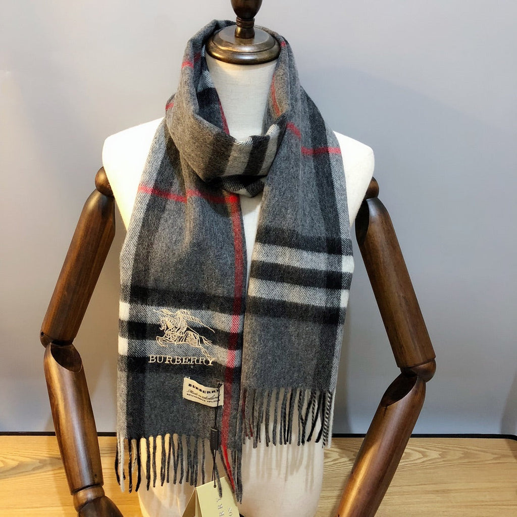 Burberry Style Classic Plaid Fringe Scarf