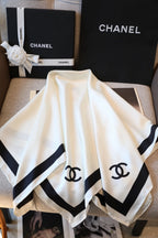 Chanel Style Contrast-Border Lightweight Shawl product detail 3