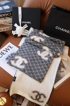 Chanel Style Fuzzy Reversible Diamond Logo Scarf product detail 3