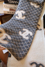 Chanel Style Fuzzy Reversible Diamond Logo Scarf product detail 8