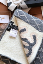 Chanel Style Fuzzy Reversible Diamond Logo Scarf product detail 9