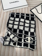 Chanel Style Fuzzy Windowpane Plaid Scarf product detail 2