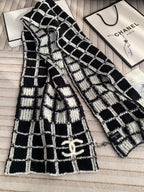Chanel Style Fuzzy Windowpane Plaid Scarf product detail 7