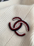 Chanel Style Ivory Rib-Knit Scarf and Beanie Set product detail 5