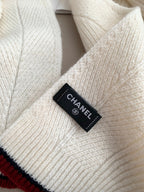 Chanel Style Ivory Rib-Knit Scarf and Beanie Set product detail 6