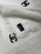 Chanel Style Lightweight Embroidered Logo Scarf product detail 6