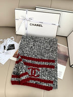 Chanel Style Marled Knit Scarf and Beanie Set product detail 2