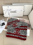 Chanel Style Marled Knit Scarf and Beanie Set product detail 4