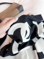 Chanel Style Oversized Logo Knit Scarf product detail 6