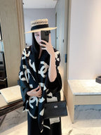 Chanel Style Oversized Logo Knit Scarf product detail 8