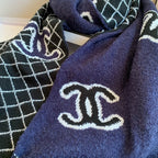 Chanel Style Reversible Plush Diamond Logo Scarf product detail 6