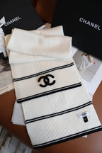 Chanel Style Rib-Knit Logo Scarf product detail 3