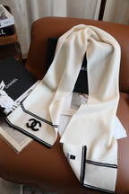 Chanel Style Rib-Knit Logo Scarf product detail 4