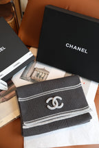 Chanel Style Rib-Knit Logo Scarf product detail 6