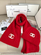 Chanel Style Rib-Knit Scarf and Beanie Set product detail 6