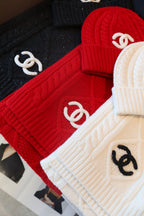 Chanel Style Rib-Knit Scarf and Beanie Set product detail 8