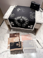 Chrome Hearts Style Cross Emblem Fringe Scarf product detail 2