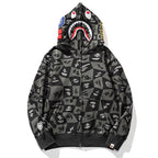 BAPE Gray Shark Zipper Hoodie - image 3