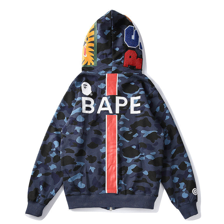 BAPE Navy Blue Camo Shark Hoodie product view 3