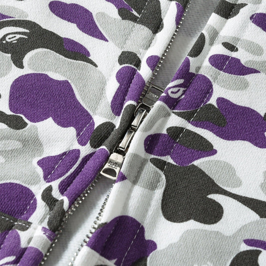 BAPE Purple Camo Double-Hood Shark Zip Hoodie product view 7