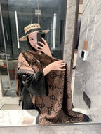 Gucci Style GG Herringbone Fringe Scarf product detail 10