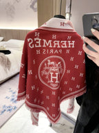 Hermes Style Reversible Equestrian Cape Shawl product detail 4